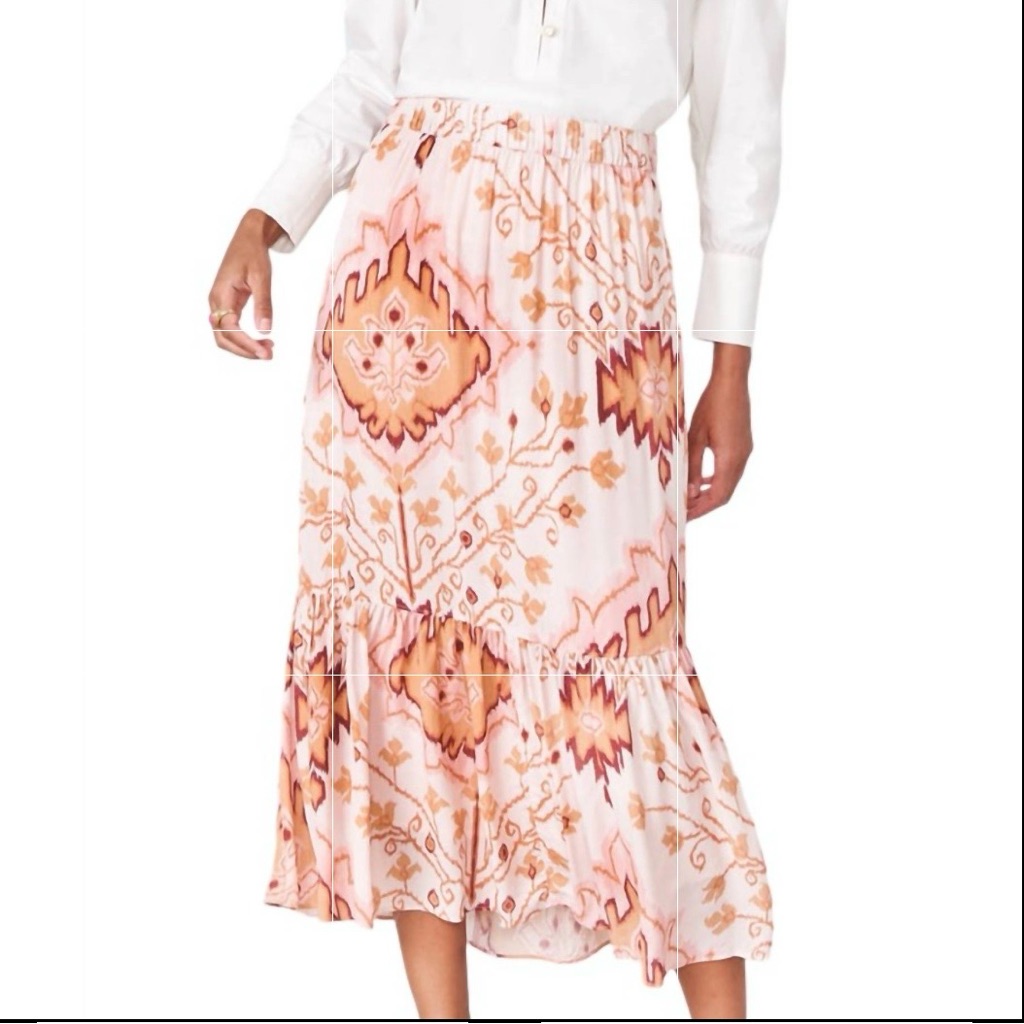 Spartina 449 Cedrena Linden Rug Print Peach Pink Ikat Design Skirt Size: Xl Nwt